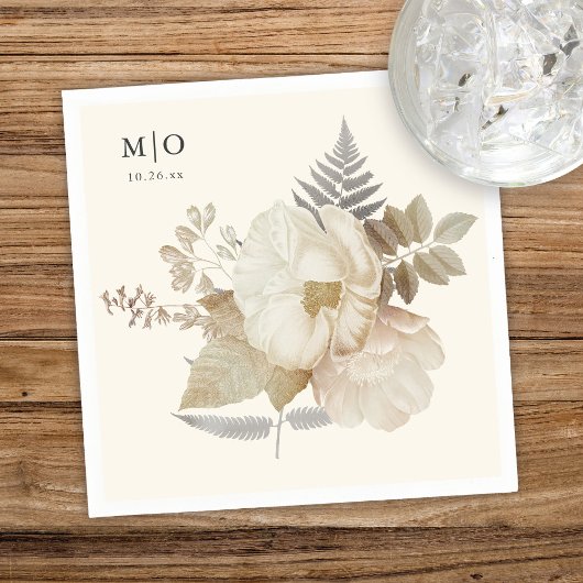 Elegant Earthy Floral Chic Cream Wedding Serviette