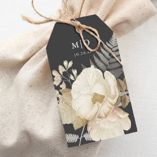 Elegant Earthy Floral Chic Dark Gray Wedding Geschenkanhänger