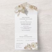 Elegant Earthy Floral Chic White Wedding All In One Einladung (Innen Boden)