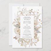 Elegant Earthy Floral Chic White Wedding Einladung (Vorderseite)