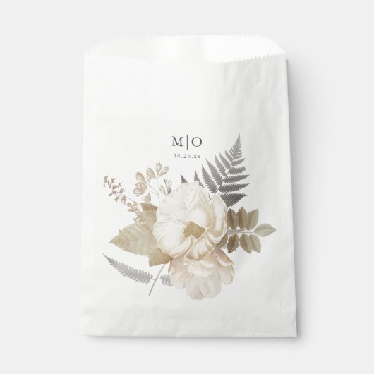 Elegant Earthy Floral Chic White Wedding Geschenktütchen (Vorderseite)