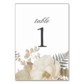 Elegant Earthy Floral Chic White Wedding  Tischnummer (Vorderseite)