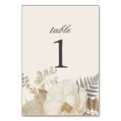 Elegant Earthy Floral Cream Wedding Tischnummer (Vorderseite)