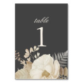 Elegant Earthy Floral Dark Grey Moody Wedding Tischnummer (Vorderseite)