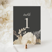 Elegant Earthy Floral Dark Grey Moody Wedding Tischnummer