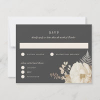 Elegant Earthy Floral Gray Wedding RSVP Replik Car