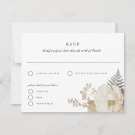 Elegant Earthy Floral Wedding RSVP Replik Card Einladung