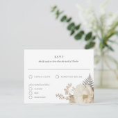 Elegant Earthy Floral Wedding RSVP Replik Card Einladung (Stehend Vorderseite)
