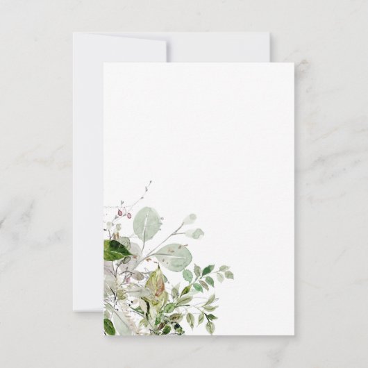 Elegant Earthy Greenerity Watercolor Wedding RSVP Karte (Rückseite)