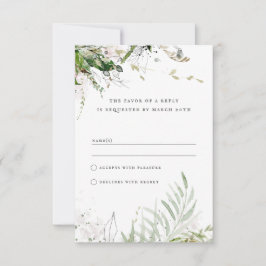 Elegant Earthy Greenerity Watercolor Wedding RSVP Karte