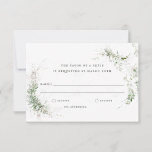 Elegant Earthy Greenerity Watercolor Wedding RSVP Karte