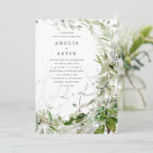 Elegant Earthy Greenery Einladung (Stehend Vorderseite)