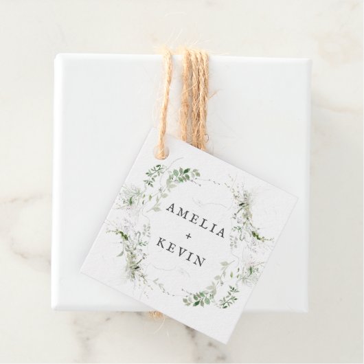 Elegant Earthy Greenery Personalisiert Names Date Geschenkanhänger (Beispiel)