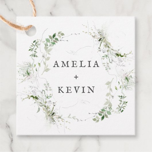 Elegant Earthy Greenery Personalisiert Names Date Geschenkanhänger (Vorderseite)