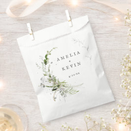Elegant Earthy Greenery Personalisiert Names Date Geschenktütchen