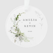 Elegant Earthy Greenery Personalisiert Names Foto Ornament (Vorderseite)