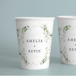 Elegant Earthy Greenery Personalisierte Namen oder Pappbecher