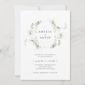 Elegant Earthy Greenery Watercolor Names Wedding Einladung (Vorderseite)