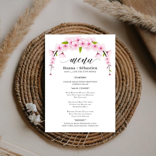 Elegant Earthy Greenery Watercolor Wedding Menu Menükarte