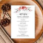 Elegant Earthy Greenery Watercolor Wedding Menu Menükarte