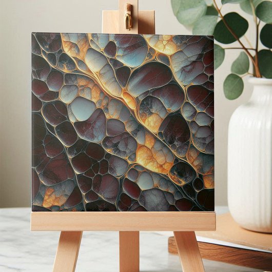 Elegant Earthy Maroon und Amber Abstrakt Stone Fliese