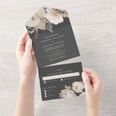 Elegant Earthy Moody Botanical Floral Wedding All In One Einladung (Abreißen)