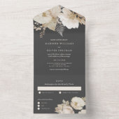 Elegant Earthy Moody Botanical Floral Wedding All In One Einladung (Innen Boden)