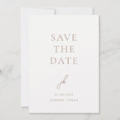 Elegant Earthy Neutral Script Monogram Wedding Save The Date (Vorderseite)