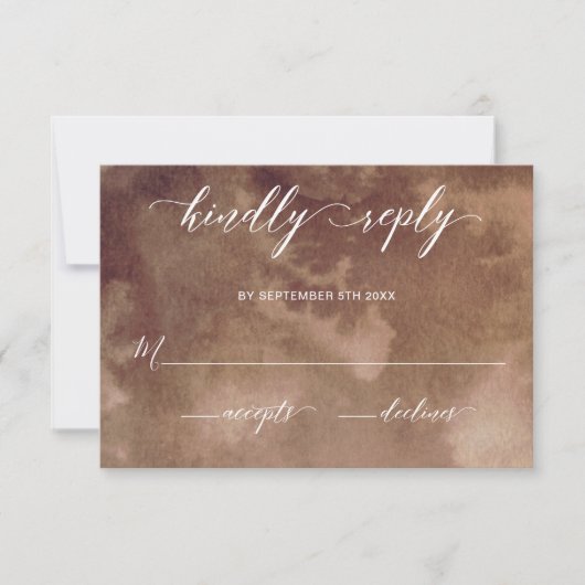 Elegant Earthy Tones Watercolor Wedding RSVP Karte (Vorderseite)