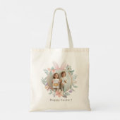 Elegant Easter Bunny Wreath Photo Tote Bag Tragetasche (Rückseite)