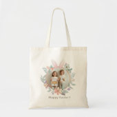 Elegant Easter Bunny Wreath Photo Tote Bag Tragetasche (Vorne)