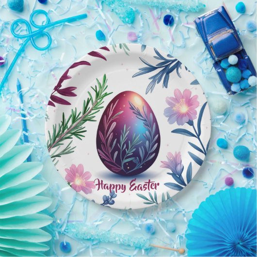 Elegant Easter Egg Botanical Art Pappteller (Party)
