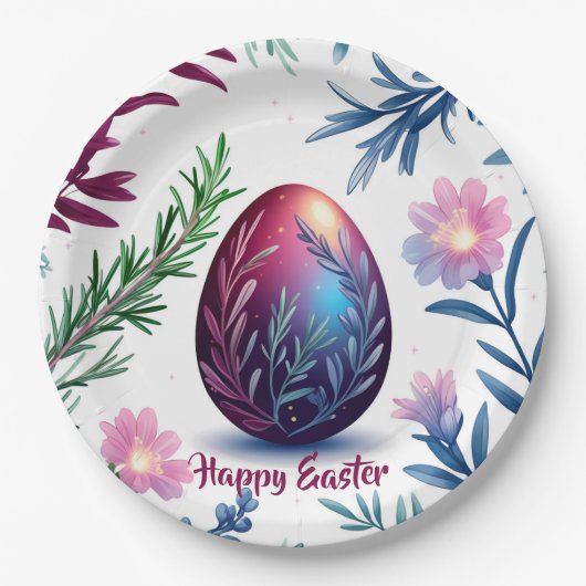 Elegant Easter Egg Botanical Art Pappteller (Vorderseite)