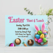 Elegant Easter Egg Nest and Ears Einladung (Stehend Vorderseite)