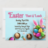 Elegant Easter Egg Nest and Ears Einladung (Vorderseite)