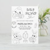 Elegant Easter Line Art Baby Shower Party Einladung (Stehend Vorderseite)
