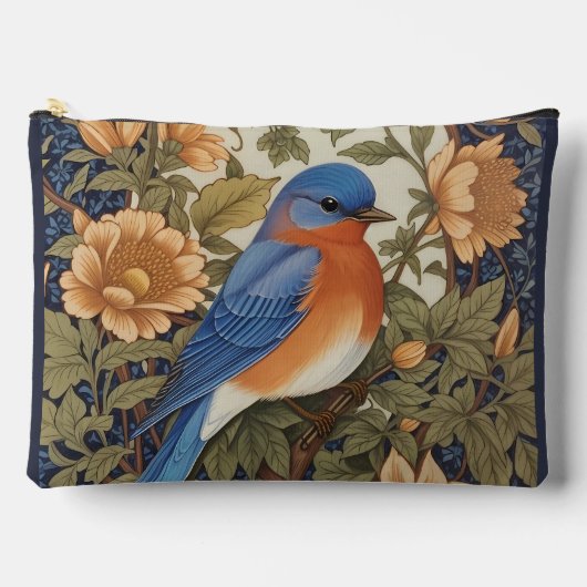 Elegant Eastern Bluebird William Morris Inspired Zubehörtasche (Vorderseite)