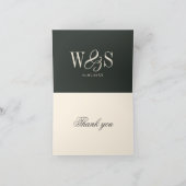 Elegant ebony initial wedding couples dankeskarte (Innenseite)
