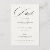 Elegant Ecru Black Calligraphy Wedding Details Begleitkarte (Vorderseite)