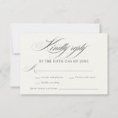 Elegant Ecru Black Calligraphy Wedding RSVP Karte (Vorderseite)
