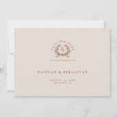 Elegant Ecru Monogram Wappen Wedding Foto Save The Date (Vorderseite)