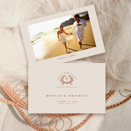 Elegant Ecru Monogram Wappen Wedding Foto Save The Date