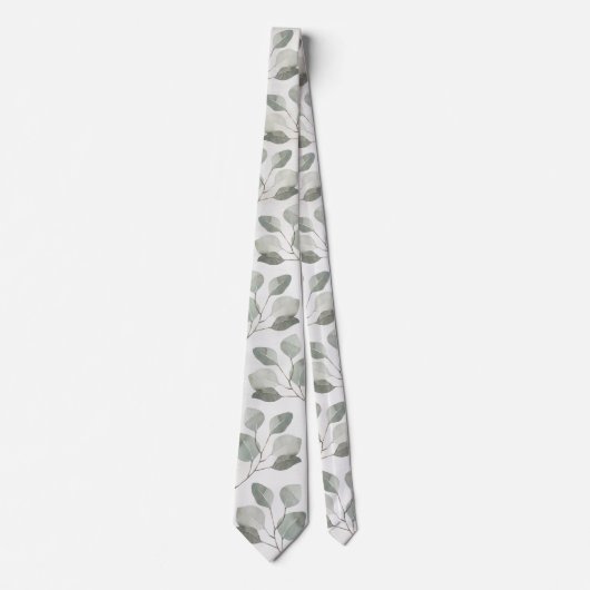 Elegant Ecru Silver Dollar Eukalyptus Wedding Krawatte (Vorderseite)