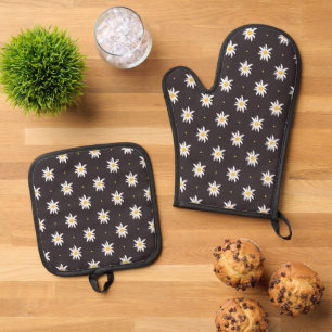 Elegant Edelweiss Ofenhandschuh & Topflappen-Set