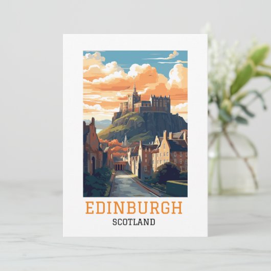 Elegant Edinburgh Scotland Castle Vintage Travel Karte (Stehend Vorderseite)