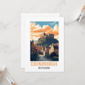 Elegant Edinburgh Scotland Castle Vintage Travel Karte (Vorderseite/Rückseite Beispiel)
