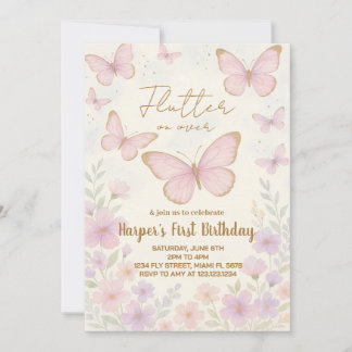 Elegant Editable Butterfly zum Geburtstag Einladun Einladung