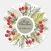 Elegant Editable Christmas Circle Sticker (Vorderseite)