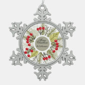 Elegant Editable Christmas/Holiday Schneeflocken Zinn-Ornament (Vorderseite)