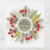 Elegant Editable Christmas Sticker Weinetikett (Einzelnes Label)